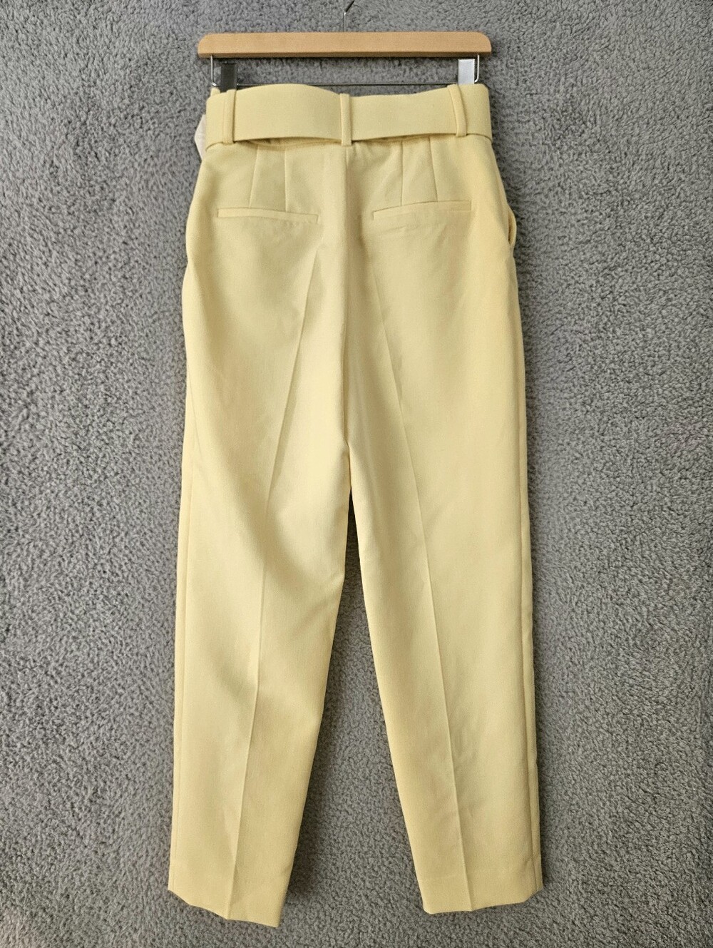 Zara Women's Yellow High-Waisted Belted Pants Small S 26x26 Cropped Trousers - Picture 6 of 16